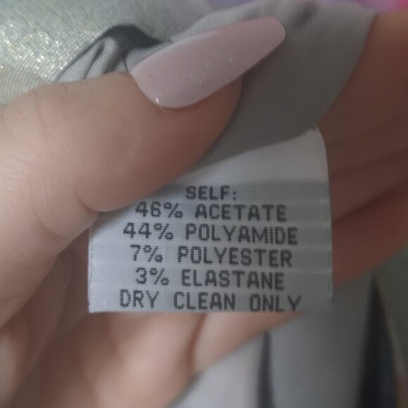 Flattering Teri Jon by Rickie Freeman Silver & Colourful Dress Size 12 - Picture 12 of 16